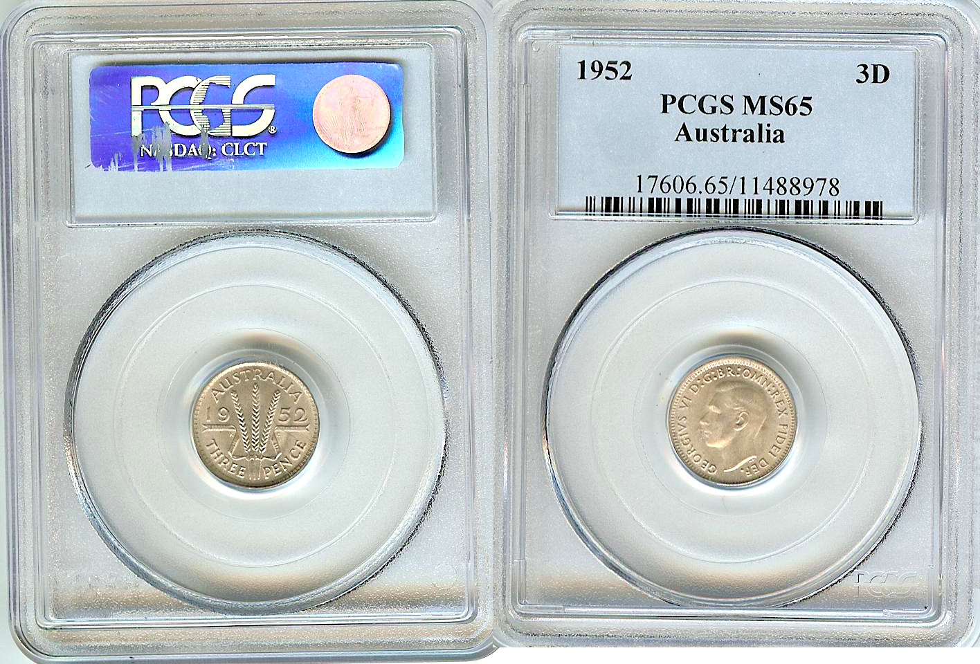 Australian 3 pence 1952 PCGS MS65